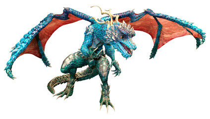 3D Rendering Fairy Tale Dragon on White