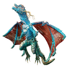 3D Rendering Fairy Tale Dragon on White