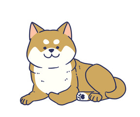 くつろいでいるかわいい柴犬