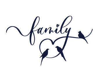 Family - calligraphy definition, vector. Minimalist poster design. Wall art decals.