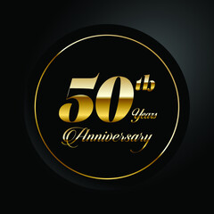 50th anniversary, anniversary celebration vector design on black background and circle shape.