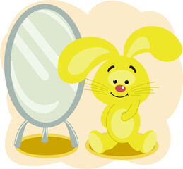 Yellow bunny with mirror