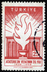 Republic of Turkey postage stamp. Republic of Turkey historical stamp. A postage stamp printed in Republic of Turkey.
