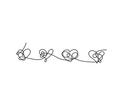 Vector isolated single line art drawn bts hearts tattoo, print, pattern, poster, graphic art
