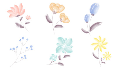 Fototapeta na wymiar Watercolour flowers in light colours