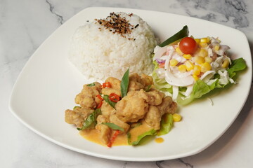 Salted egg chicken with rice