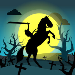 The Headless Warrior is looking for his head on Halloween.
 - obrazy, fototapety, plakaty