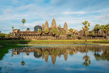 Fototapeta na wymiar Angkor Wat Temple seen across the lake in Siem reap at Cambodia