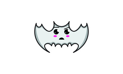 Vector Cute Kawaii Halloween Flat Bat