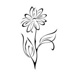 ornament 2015. one stylized blooming flower on a stem with two leaves. graphic decor