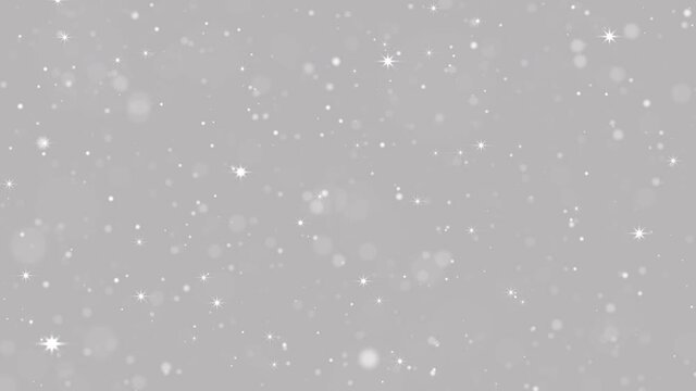 White Glitter Background. Shining Silver Particles.Bokeh Shimmering Glittering Particles. Loop Animation