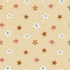 Seamless Pattern.Colorful Stars in Abstract Style.Vector Illustration