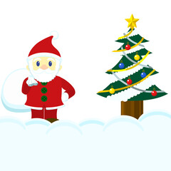 クリスマスの背景素材（クリスマスツリー・サンタクロース）