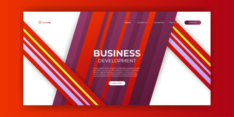 Design for Landing Page red background. 3d isometric flat design. Vector illustration. Landing page template for business