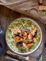 Fried fish with risotto
