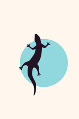 lizard raptor silhouette minimalist boho icon poster
