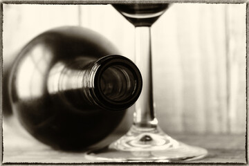 Wine Bottle  and Glass Closeup