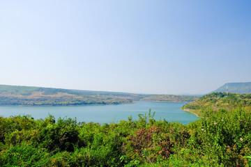 Fototapeta na wymiar View Point of Lamtakong Dam in Nakhon Ratchasima Province, Northeastern Thailand