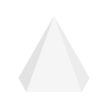 White hexagonal pyramid isometric shape. Geometric 3D symbol. Vector isolated on white
