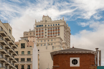 Fototapeta na wymiar Apartment buildings near the Plaza de España in Madrid.