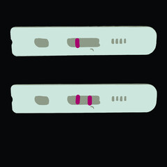 Vector illustration of test results from two types of covid test kits Both single-bar display and double-barred display