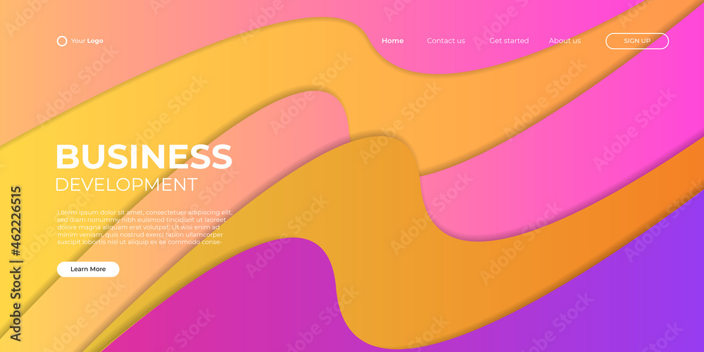 Wall mural landing page vector template. abstract modern background with liquid fluid color shapes. minimalisti