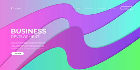Landing page vector template. Abstract modern background with liquid fluid color shapes. Minimalistic template for websites, apps