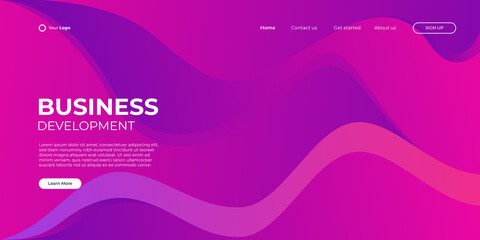 Landing page vector template. Abstract modern background with liquid fluid color shapes. Minimalistic template for websites, apps