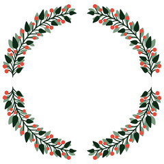 New Year's wreath frame of branches. Decoration for Christmas.