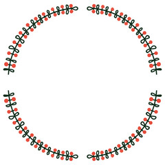 Obraz premium New Year's wreath frame of branches. Decoration for Christmas.