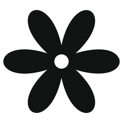 flower, black outline isolated on white background, radial design element, flat illustration, icon