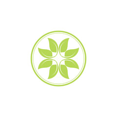 green leaf health care pharmacy eco logo and icon.