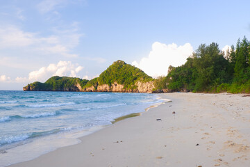 Tropical beach seaside and blue sky at Thungsang bay in Chomphon province Thailand
