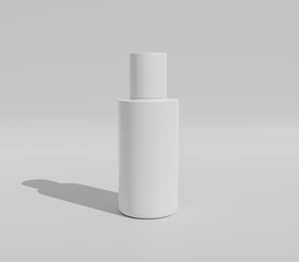 Blank white cosmetic packaging mockup, plastic container on empty background