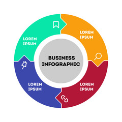 Circle elements of graph, diagram with 4 steps, options, parts or processes. Template for infographic, presentation