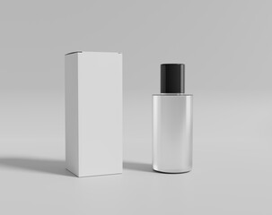 Blank transparent cosmetic packaging mockup, plastic container on empty background