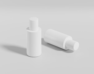 Blank white cosmetic packaging mockup, plastic container on empty background