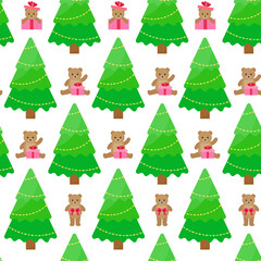 This is a seamless pattern Christmas tree on a white background. Wrapping paper.