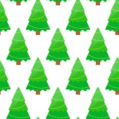 This is a seamless pattern Christmas tree on a white background. Wrapping paper.