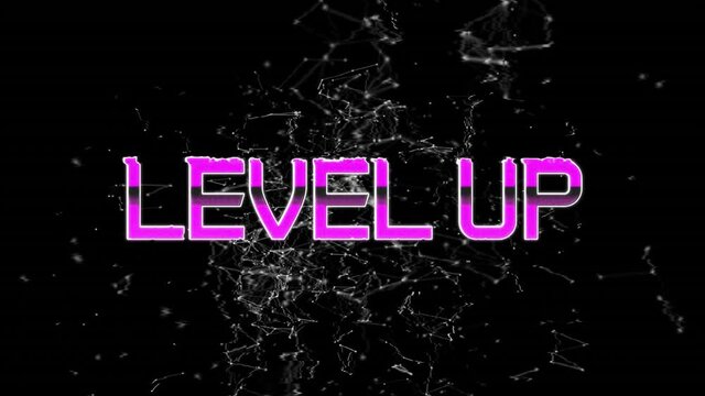 Animation of level up in digital abstract space