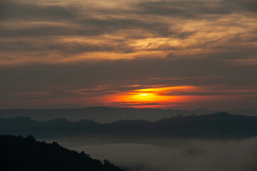 Fototapeta na wymiar mountain range at dawn