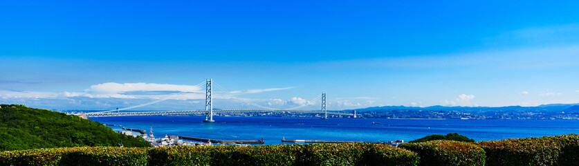 Akashi Kaikyo bridge in Kobe Japan