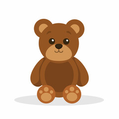 Teddy bear toy isolated on white background. Cute cartoon teddy bear. Vector stock