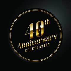 40th anniversary, anniversary celebration vector design with gold color on black background and circle shape.