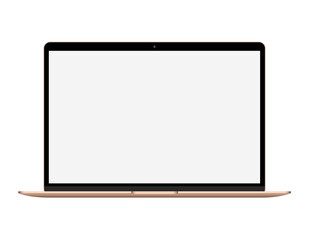 Modern new model Apple MacBook Air gold notebook, laptop flat design vector stock illustration