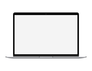 Apple MacBook air silver notebook, laptop, flat design vector stock illustration