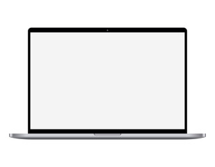 Apple MacBook pro grey notebook, laptop flat design vector stock illustration