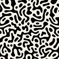 Vector seamless pattern. Abstract striped texture with bold monochrome waves. Creative background with zigzag blots. Decorative design with distortion effect.