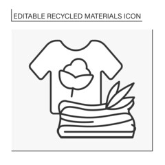 Cotton cloth line icon. Eco-friendly shirt material. Reusable shirts. Recycled materials concept. Isolated vector illustration. Editable stroke