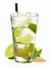 Caipirinha Cocktail on white Background - Isolated